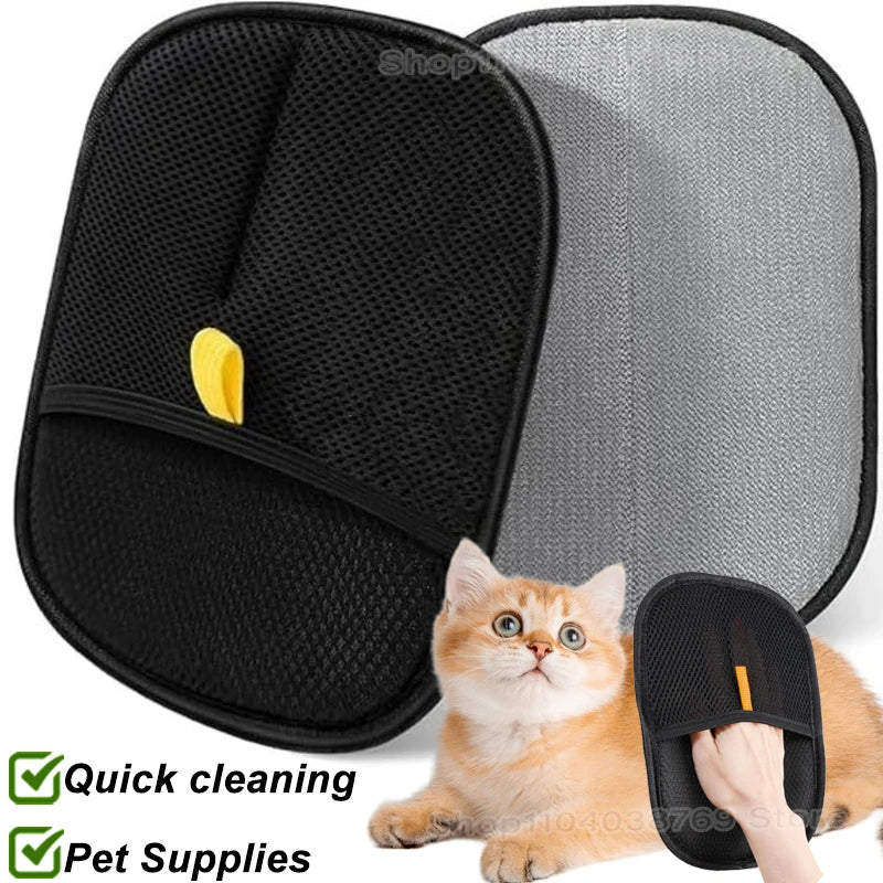 Reusable Electrostatic Pet Hair Removal Mitts Cat Dog Hair Collection Brush Sticking Device Home Hair Scraper Grooming Gloves